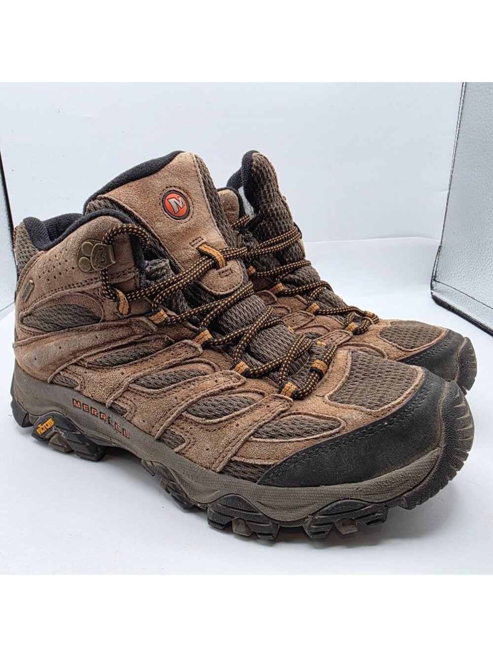 Merrell Moab 3 Mid Mens Size 8 Brown Hiking Shoes Camping Outdoors Vibram